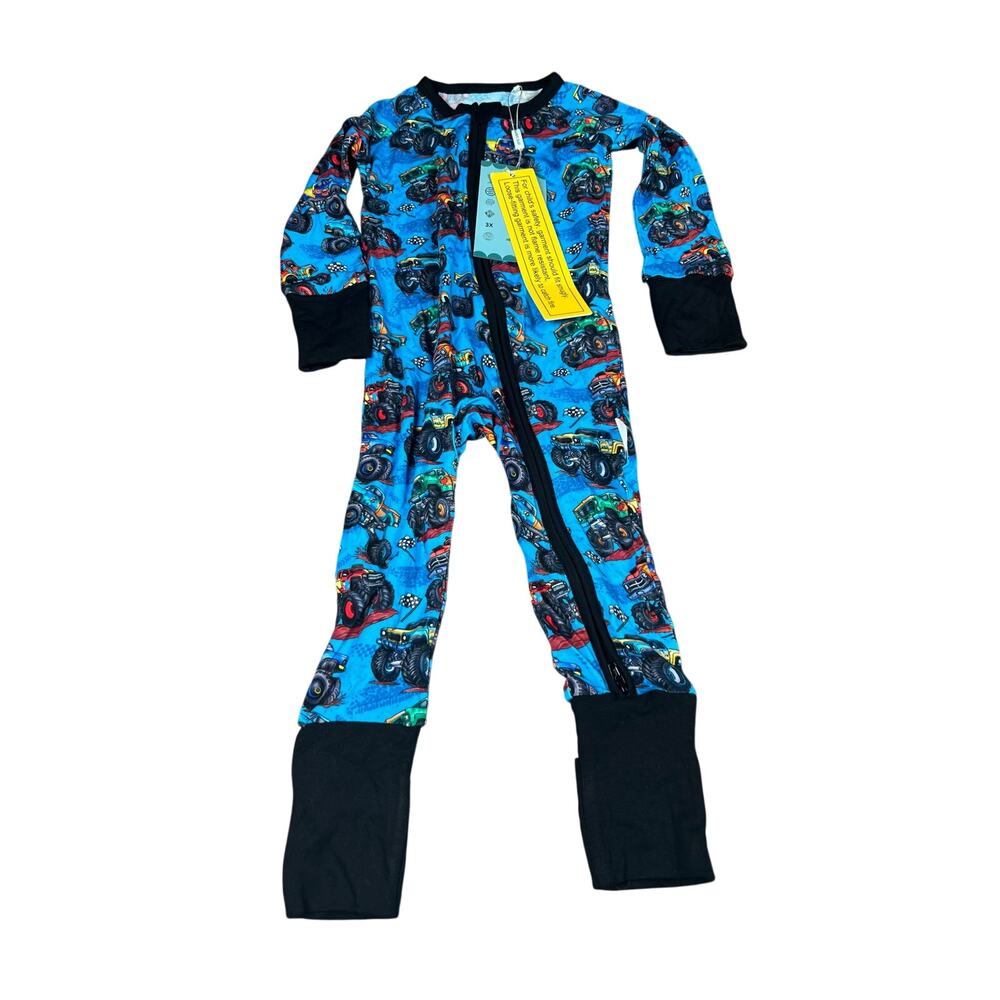 NWT Blue Monster Truck Bamboo Bliss Zippy 6-12 month